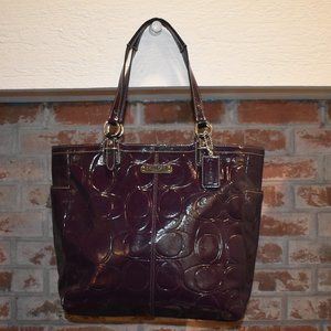 ON SALE! Coach Logo Embossed Dark Purple Shoulder bag